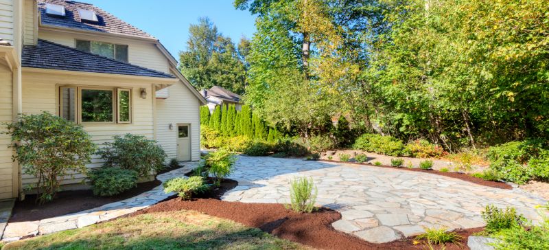 Flagstone Patio in a Garden Setting